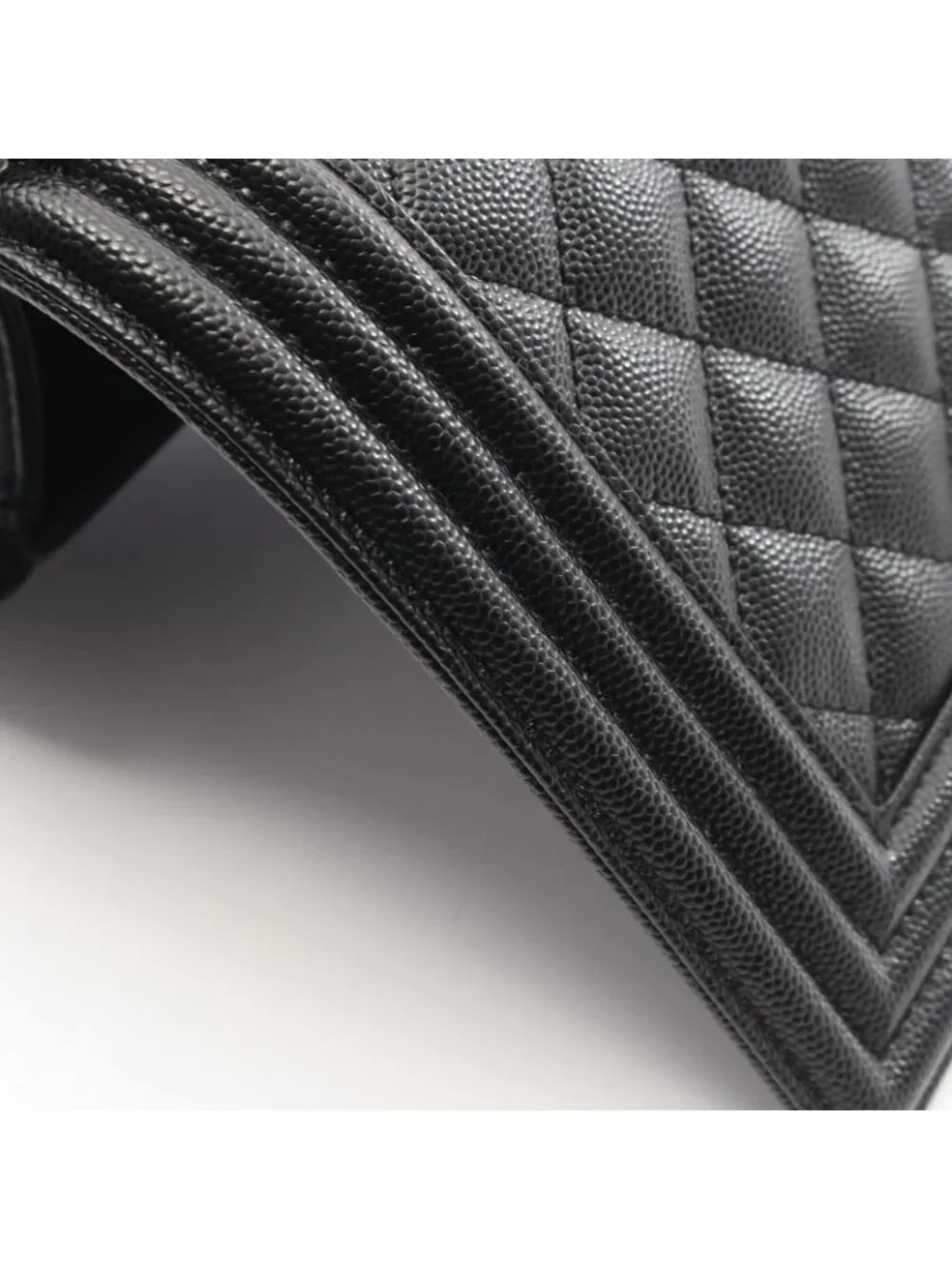 Chanel Shoulder Bag Boy Black Caviar Leather Boy Chain